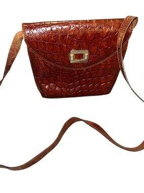 Bolero Brown Croc-Embossed Leather Crossbody Bag